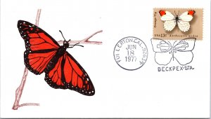 US EVENT COVER LASER CACHETED BUTTERFLY ON TREE STALK AT FULLERTON CALI 1977 D