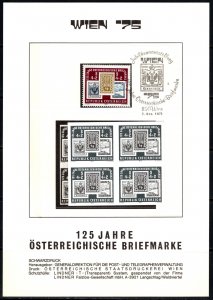 1975 Austria Commemorative Sheet Vienna 75 125 Years Of Austrian Stamps