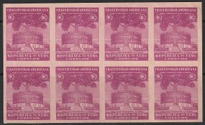 Cuba 1942 Sc 371 imperf block of 8 MNGAI(*) NH**