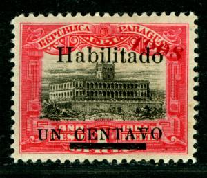 PARAGUAY  1908 Governmental Palace -HABILITADO- Sc#172 1908 greatly OFF PLACE