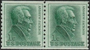 1225a MNH coil pair Andrew Jackson, tagged - no per item S&H fee