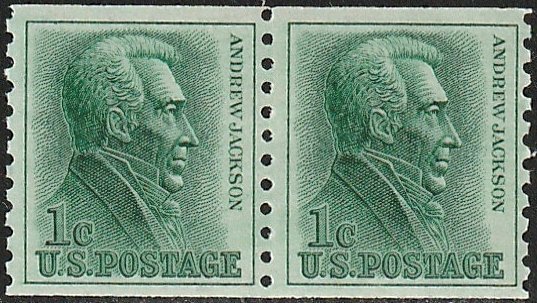 1225a MNH coil pair Andrew Jackson, tagged - no per item S&H fee