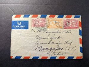 1950 Bahrain Airmail Cover Aramco to Mangalore India