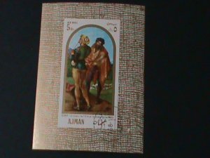 ​AJMAN-1968-FAMOUS NUDE ARTS PAINTING-BY DURER-MUSICIAN-IMPERF-CTO-S/S VF