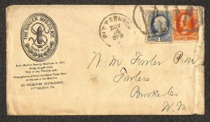 156 & 178 STAMPS SINGER SEWING MFG PENNSYLVANIA FOWLERS WEST VIRGINIA COVER 1878