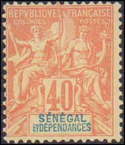 Senegal #48, Incomplete Set, 1892-1900, Hinged