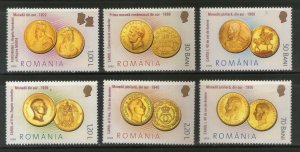 Romania 2006 Gold Coins on Stamp Sc 4788-93 MNH # 992