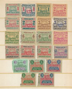 U.S. State of Ohio 21 Different Consumer Prepaid Sales Tax Receipt Stamps Used