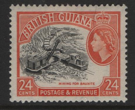 BRITISH GUIANA 261  MINT HINGED REMNANTS QE2  MINING ISSUE