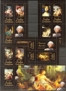 Central African Republic 2011 Art Paintings F. Boucher 4 Sh. + 13 S/S MNH 7 sc.