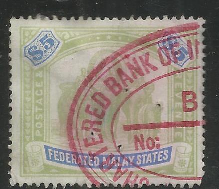 MALAYA  16  USED,  PIN HOLES,  REVENUE CANCEL,   ELEPHANTS  AND  HOWDA