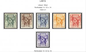 COLOR PRINTED ITALIAN LIBYA 1912-1942 STAMP ALBUM PAGES (24 illustrated pages)