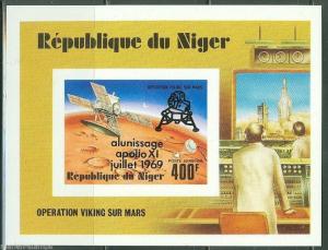 NIGER IMPERFORATED SOUVENIR SHEET VIKING LANDING  SC#C297 BLK OVERPRINT  MINT NH