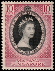 ✔️ MALAYA SINGAPORE 1953 - CORONATION - SC.  27 MNH ** [5CW2]