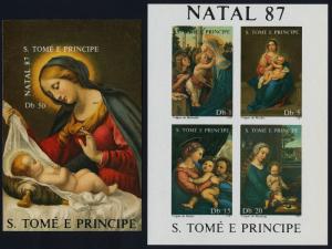 St Thomas & Principe 813-4 imperf MNH Christmas, Art, Madonna