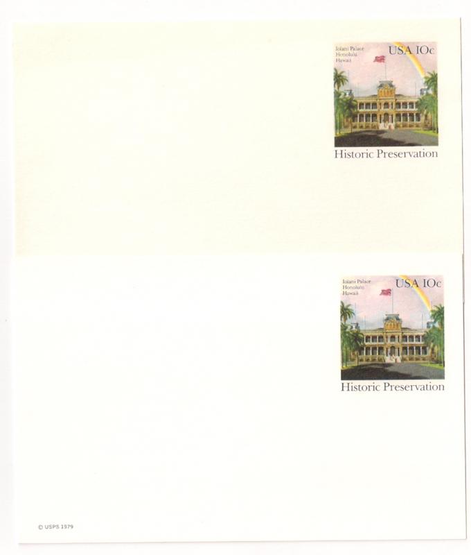 UX81 10c Iolani Palace Postal Card w tagging shifted down VF