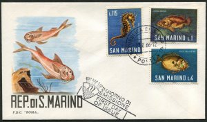 San Marino #643-652 Sea Life Fish Marine FDC 1966 First Day Cover