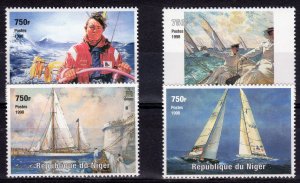 NIGER 1998  Sc#1012 AMERICAN'S CUP/YACHTS Set (4) PERFORATED MNH