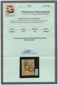 #152 Used Very Fine NYFM Cancel with PSE Cert. (GD 10/27)