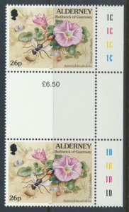 Alderney  SG A72c  SC# 100 Flowers  MNH Gutter Pair see scan 