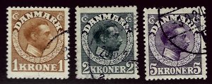 Denmark SC#128-130 Used F-VF SCV$36.00...Beautiful Denmark!