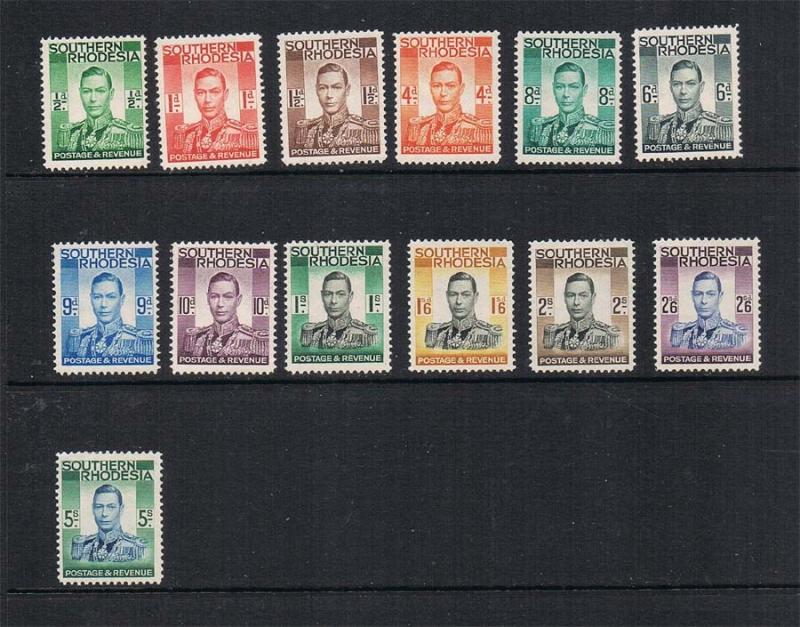 Southern Rhodesia 1937 Sc 42-54 set of 13 MH