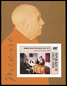 Upper Volta C222, MNH imperf., 2nd Anniversary Death of Picasso souvenir sheet