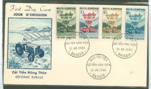 Vietnam/South (Empire/Republic) 181-184 1961 Agrarian reform program (set of four) on an unaddressed cacheted FDC