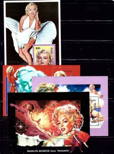 Mongolia 2223-26 MNH 1995 Marilyn Monroe souvenir sheets (ap3226)