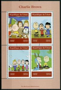 Snoopy Stamps Chad 2019 CTO Charlie Brown Peanuts Cartoons Comics 4v M/S