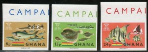 GHANA FISH SET IMPERFORATED MINT NEVER HINGED