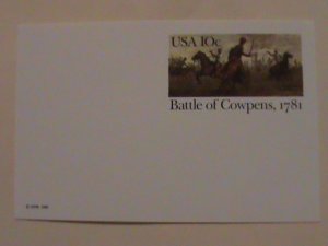 ​UNITED STATES-1980- BATTLE OF COWPENS,1781-MNH POST CARD-VERY FINE