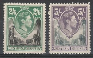 NORTHERN RHODESIA 1938 KGVI GIRAFFE & ELEPHANTS 2/6 AND 5/-