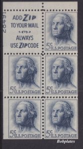 BOBPLATES #1213c Washington Booklet Slogan 3 Upper Left 28491 60% MNH DCV=$60