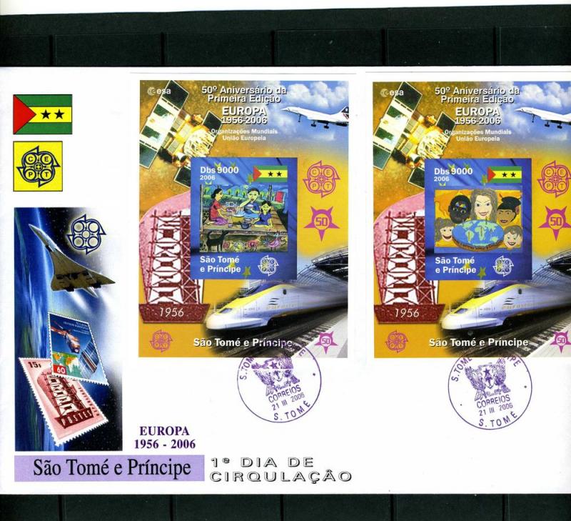 Sao Tome & Principe 2006 Europa CEPT (4) s/s Imperforated in (2) official FDC