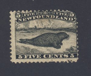 Newfoundland Black Seal Stamp #26-5c Used some Damage  Guide Value = $200.00