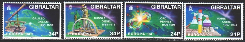 Gibraltar. 1994. 683-86. Science, Scientific Instruments, Europe-Sept. MNH.