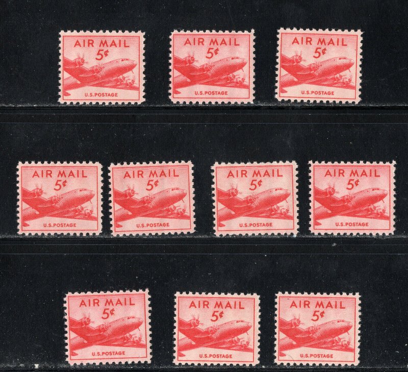 C33 * DC-4 SKYMASTER * U.S. Postage Stamp MNH LOT OF 10