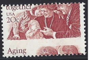 USA #2011 MNH, mis perforated single, Aging together, issued 1982