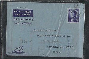 FIJI ISLANDS  (PP2708B) QEII   1970     AEROGRAM  8C SUVA TO USA 