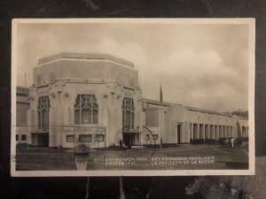 1930 Belgium Real Picture Postcard Cover RPPC Sweden Pavilion To Gothenburg