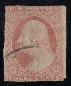 USA #11 VF, light town cancel, tear, pretty color!