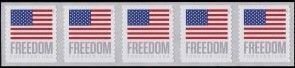 U.S.#5789 Flag/Freedom 63c FE Coil Strip of 5, MNH. 3K/10K Non-adjacent (BCA)