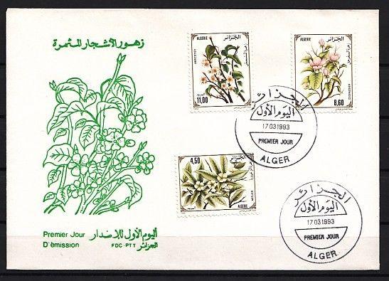 Algeria, Scott cat. 979-981. Flowering Trees issue. First day cover.