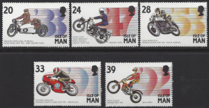 Isle of Man #562-6a mint set c/w ss, Motorcycling events, issued 1993