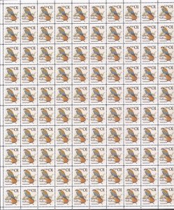 US Stamp - 1991 1c American Kestrel Bird - 100 Stamp Sheet - Scott #2476