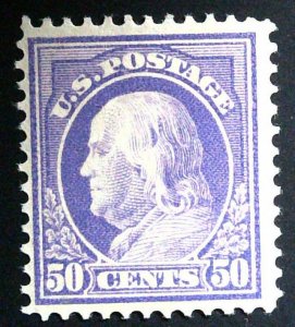 Scott #422 - F/VF - 50c Violet - Franklin - OG HR - 1914