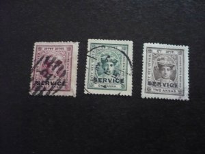 Stamps - India Indore - Scott# O1-O3 - Used Part Set of 3 Stamps