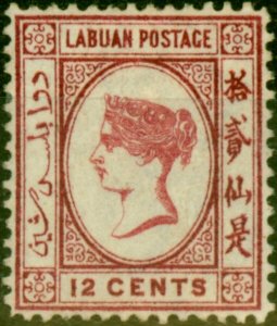 Labuan 1880 12c Carmine SG9aVar No Right Foot to 2nd Character Wmk Reversed F...