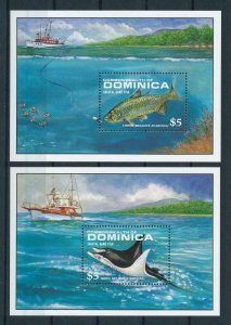 [105803] Dominica 1988 Marine life fish Tarpon Manta ray 2 Souv. Sheets MNH